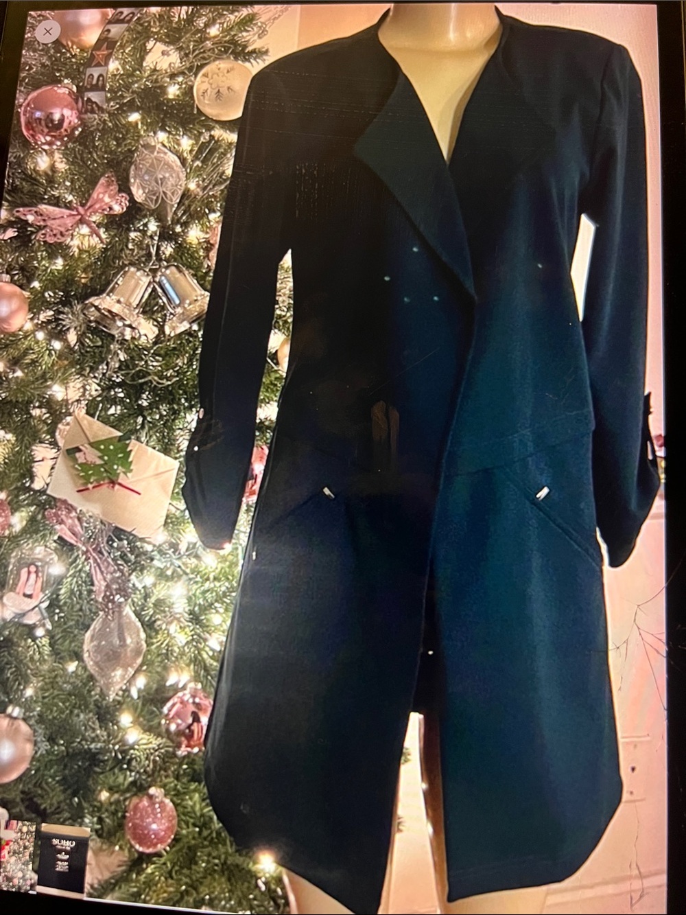 Soho Black Open Front Long Jacket